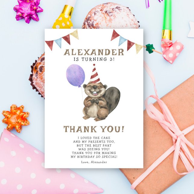 A Little Beaver 3th Birthday Party  Tack Kort (Skapare uppladdad)