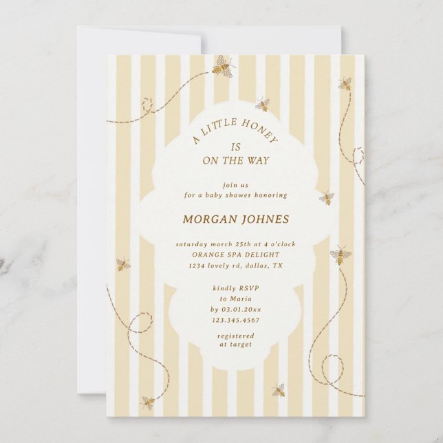 A Little Bee Baby Shower Invitation Inbjudningar (Framsida)