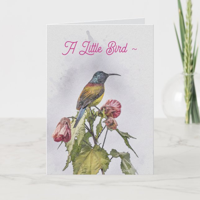 A LITTLE BIRD GET WELL CARD TACK KORT (Framsida)
