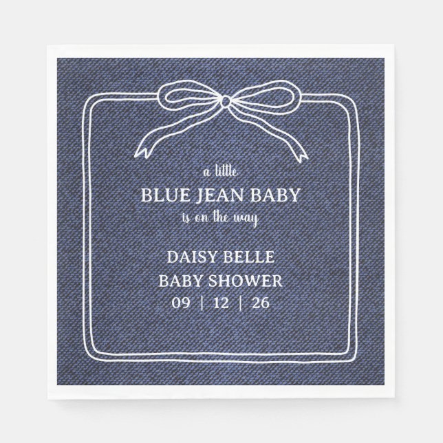 A Little Blue Jean Baby Denim Boy Baby Shower  Pappersservett (Framsidan)