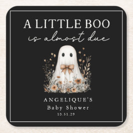A Little Boo Ghost Wildflower Baby Shower  Underlägg Papper Kvadrat