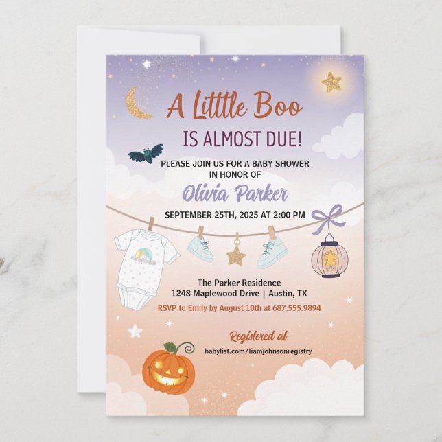 A Little Boo Halloween Baby Shower - Autumn Baby Inbjudningar (Framsida)