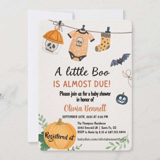 A Little Boo Halloween Baby Shower - Autumn Baby Inbjudningar (Framsida)