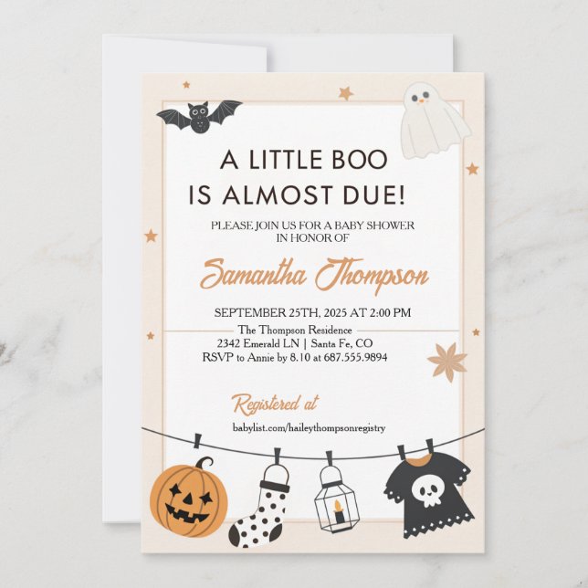 A Little Boo Halloween Baby Shower  Inbjudningar (Framsida)