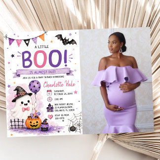A Little Boo Is Almost Due Baby Shower Photo Inbjudningar