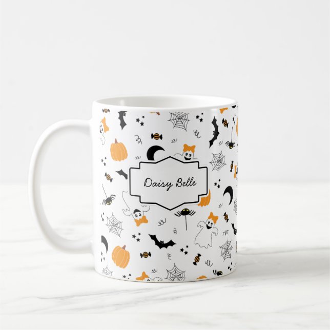 A Little Boo Is Almost Due Halloween Baby Shower Kaffemugg (Vänster)