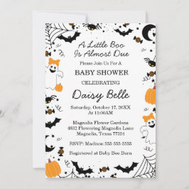 A Little Boo Is Almost Due Orange Girl Baby Shower Inbjudningar