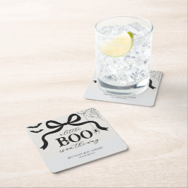 A Little Boo Is On The Way Baby Shower Underlägg Papper Kvadrat