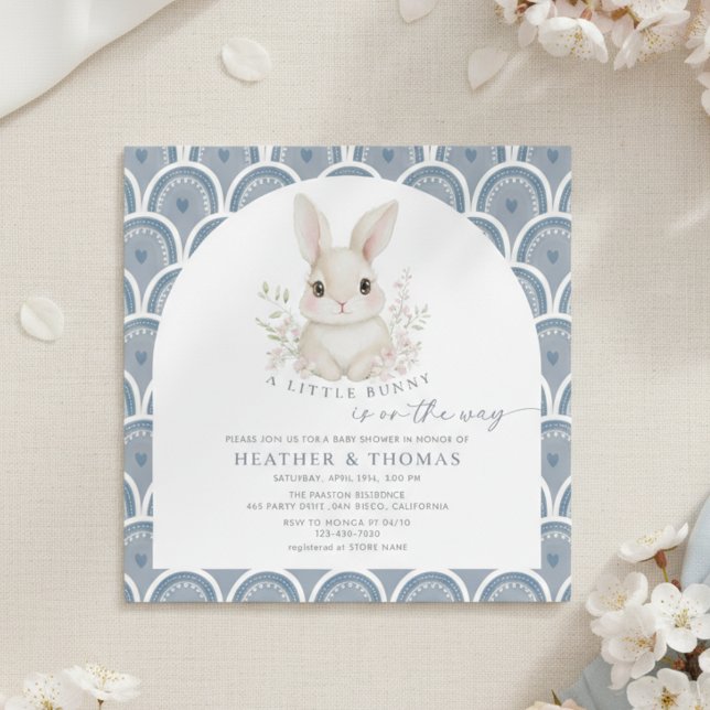A Little Bunny Dusty Blue Baby Shower Invitation (Skapare uppladdad)