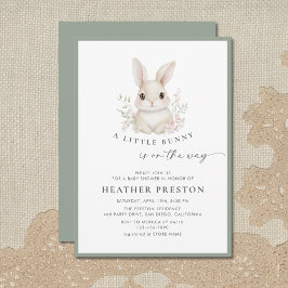 A Little Bunny Elegant Sage Green Baby Shower  Inbjudningar