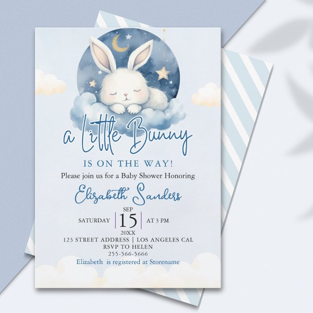 a Little Bunny is on the way Baby Shower Boy Inbjudningar (Skapare uppladdad)