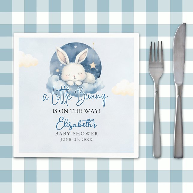 a Little Bunny is on the way Baby Shower Boy Pappersservett (Skapare uppladdad)