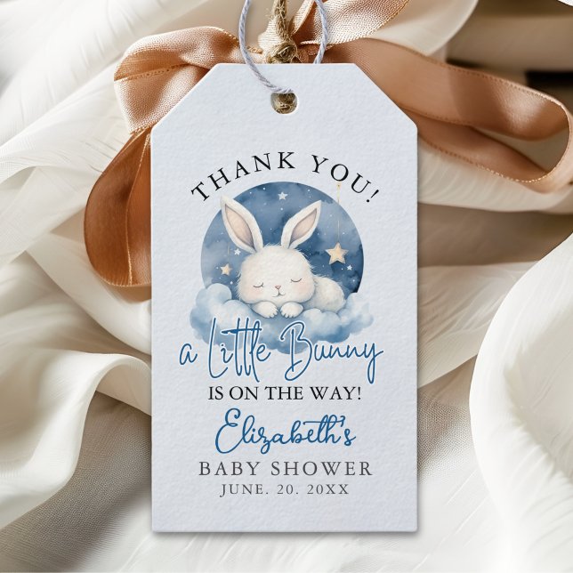 a Little Bunny is on the way Baby Shower Boy Presentetikett (Skapare uppladdad)