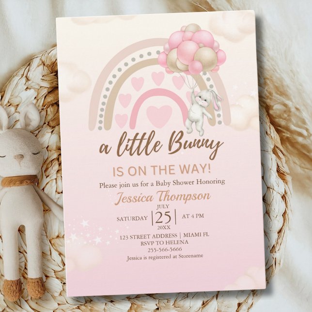 A Little Bunny is on the Way Baby Shower Girl Inbjudningar (Skapare uppladdad)