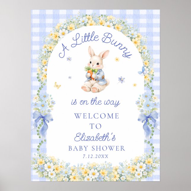 A Little Bunny Is On The Way Baby Shower Welcome Poster (Framsidan)