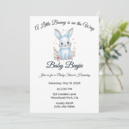 A Little Bunny is on the Way Blue Boy Baby Shower Inbjudningar