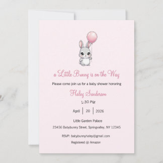 A Little Bunny is on the Way Invitation, Baby  Inbjudningar