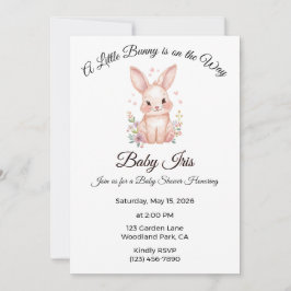 A Little Bunny is on the Way Pink Girl Baby Shower Inbjudningar