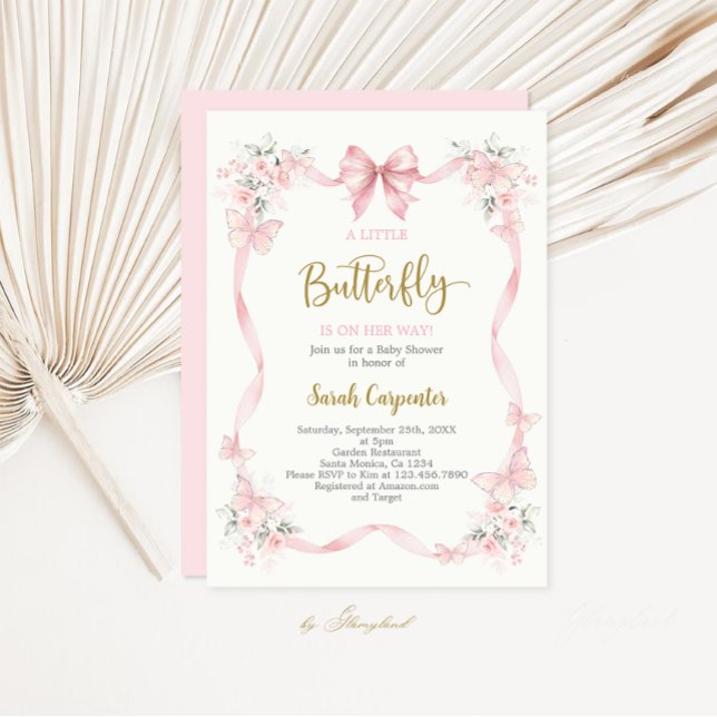 A little Butterfly Baby Shower Girl Invitation Inbjudningar (Skapare uppladdad)