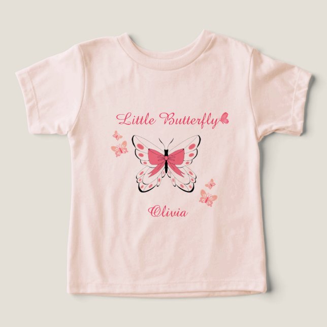 A Little Butterfly Baby Shower Pink Baby Girl  T Shirt (Design Framsida)