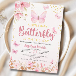 A Little Butterfly is on the Way, Baby Shower Girl Inbjudningar