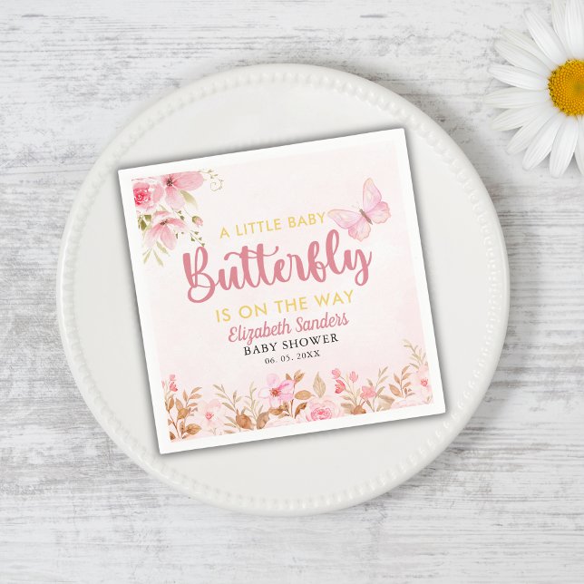 A Little Butterfly is on the Way, Baby Shower Girl Pappersservett (Skapare uppladdad)