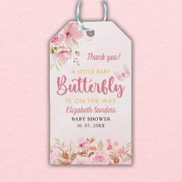 A Little Butterfly is on the Way, Baby Shower Girl Presentetikett