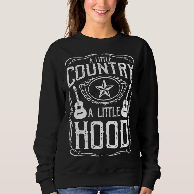 A Little Country A Little Hood Country Rap Hip Hop T Shirt (Framsida)