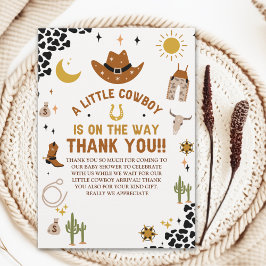 A Little Cowboy Is on The Way Cute Baby Shower Tack Kort