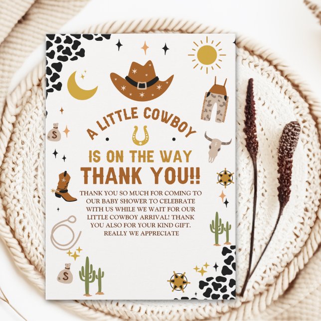 A Little Cowboy Is on The Way Cute Baby Shower Tack Kort (Skapare uppladdad)