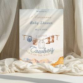 A Little Cowboy Western Canyon Baby Shower Weclome Poster