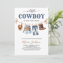 A Little Cowboy Wild West Blue boy Baby Shower Inbjudningar