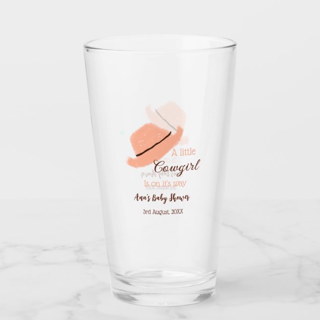 A little cowgirl is on it's way orange baby shower glaskopp (Framsida)
