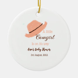 A little cowgirl is on it's way orange baby shower julgransprydnad keramik