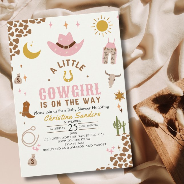 A Little Cowgirl Is on The Way Cute Baby Shower Inbjudningar (Skapare uppladdad)