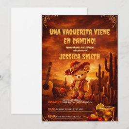 A Little Cowgirl mexican Spanish girl baby shower  Inbjudningar