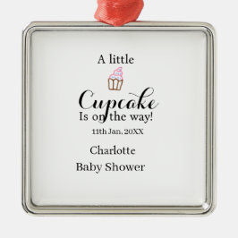 A little cupcake is on its way baby shower name da julgransprydnad metall
