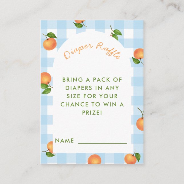 A Little Cutie Citrus Blue Diaper Raffle Card Tilläggskort (Framsida)
