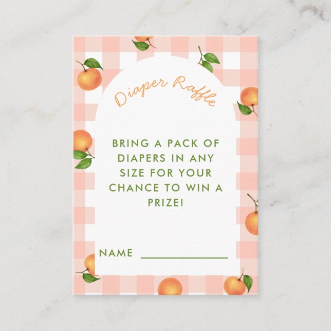 A Little Cutie Citrus Pink Diaper Raffle Card Tilläggskort (Framsida)