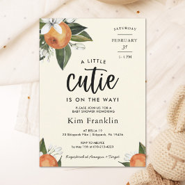 A Little Cutie Clementine Orange BABY SHOWER Inbjudningar