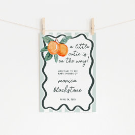 A Little Cutie Gender Neutral Baby Shower Welcome Poster