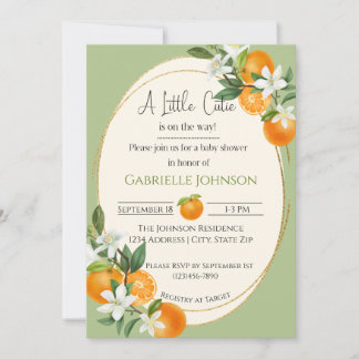 A Little Cutie is on the way neutral baby shower Inbjudningar