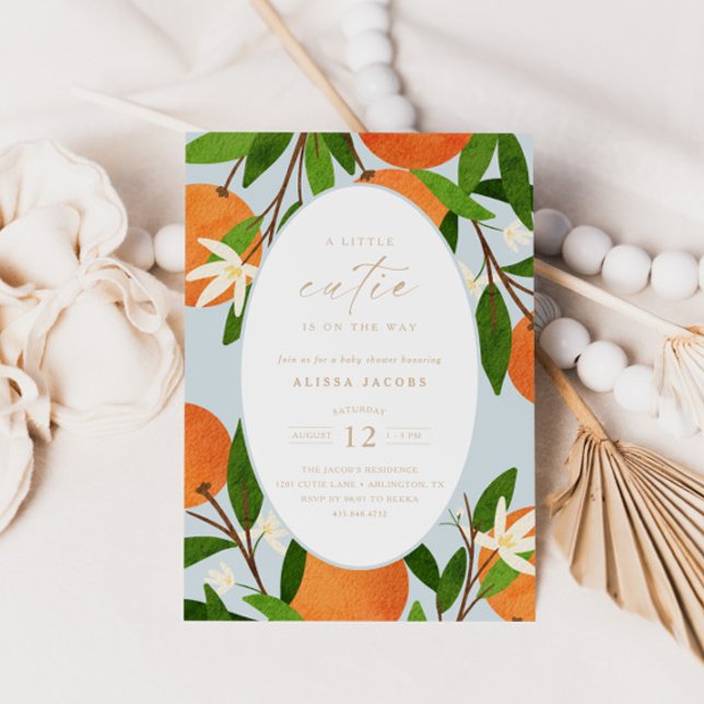 A Little Cutie | Modern blå Neutralt Babykläder Inbjudningar (Skapare uppladdad)