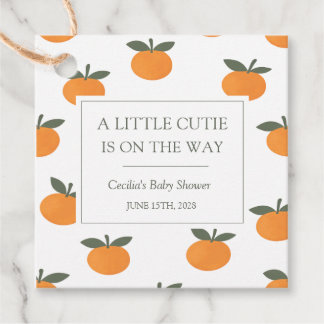 A Little Cutie Orange Gender Neutral Baby Shower Gåvor Etiketter