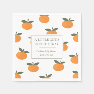 A Little Cutie Orange Gender Neutral Baby Shower Pappersservett
