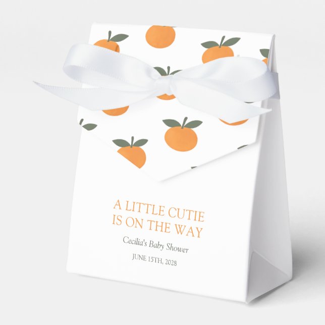 A Little Cutie Orange Gender Neutral Baby Shower Presentaskar (Framsidan Sidan)