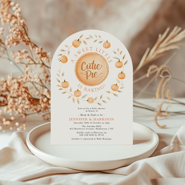 A Little Cutie Pie Is Baking | Arched Baby Shower Inbjudningar (Skapare uppladdad)