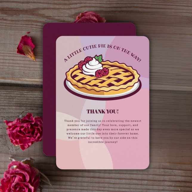 A Little Cutie Pie Minimalist Purple Baby Shower Tack Kort (Skapare uppladdad)