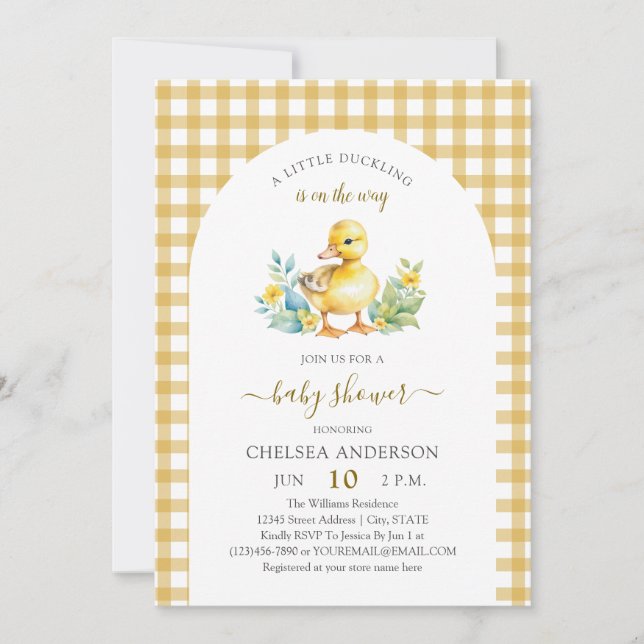 A Little Duckling is On The Way Duck Baby Shower Inbjudningar (Framsida)