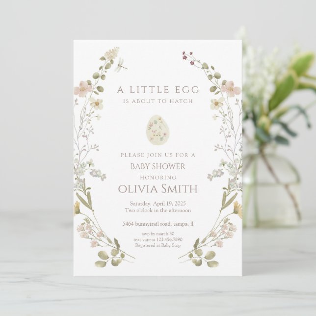 A Little Egg Is About To Hatch Baby Shower Inbjudningar (Stående Fram)